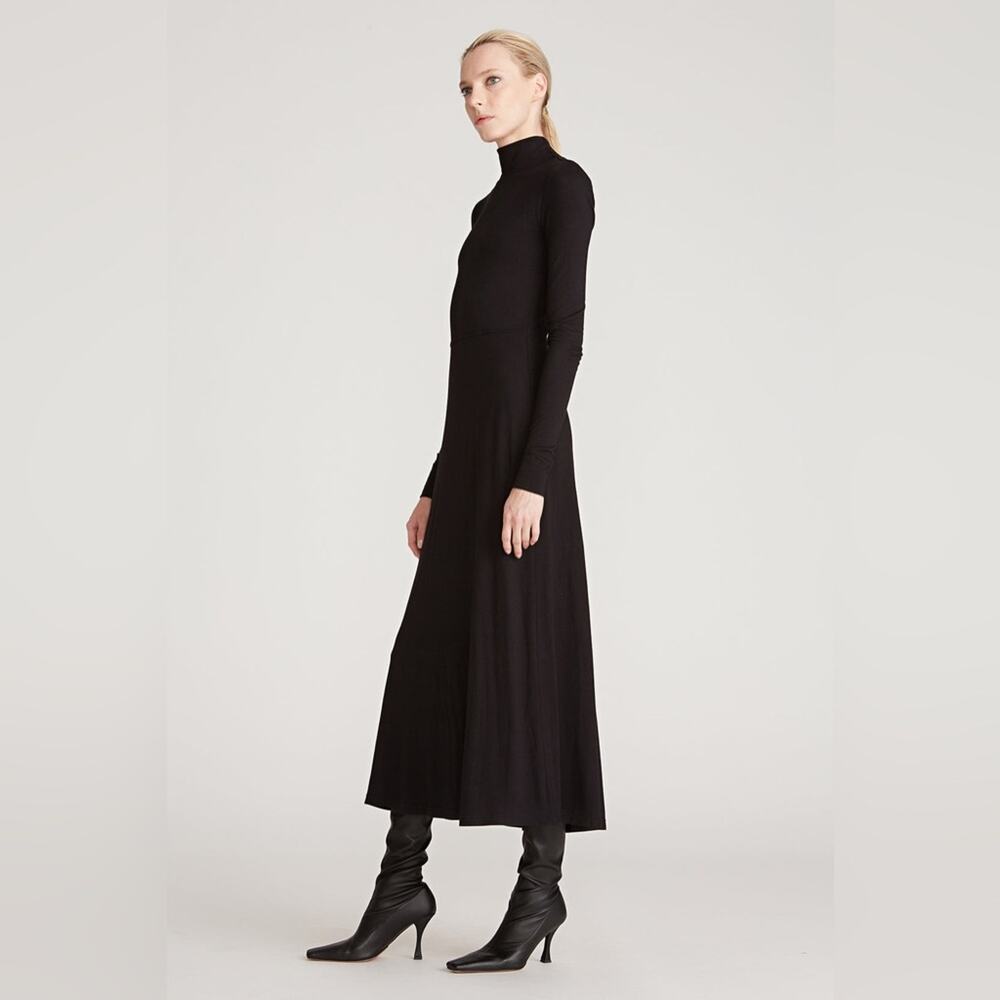 Halston Black Long Sleeve Aaliyah silk jersey dress NWT